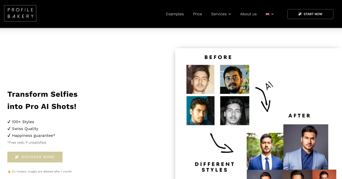 Profile Bakery homepage.
