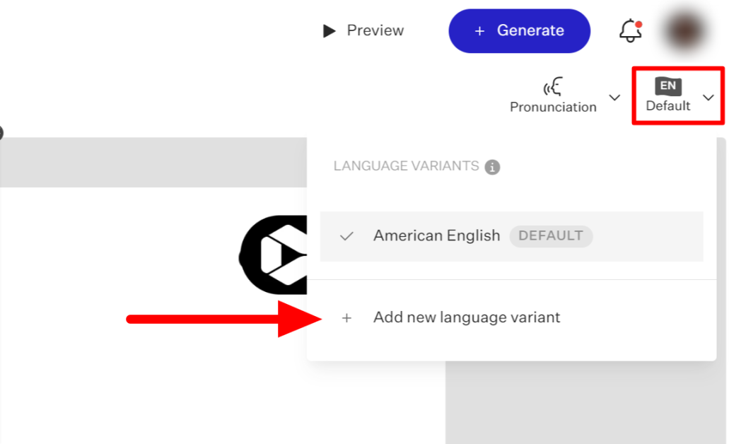 Translating a video in the AI video editor using Colossyan Creator.