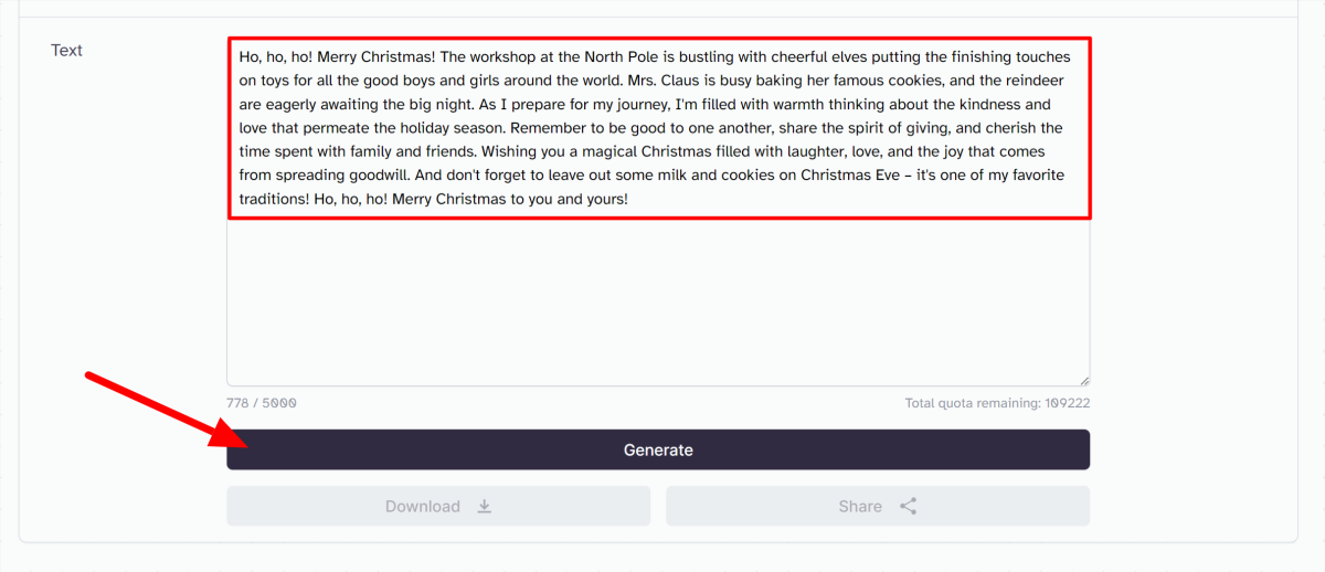 10-elevenlabs-inserting-text Adding text to the text to speech tool in ElevenLabs.