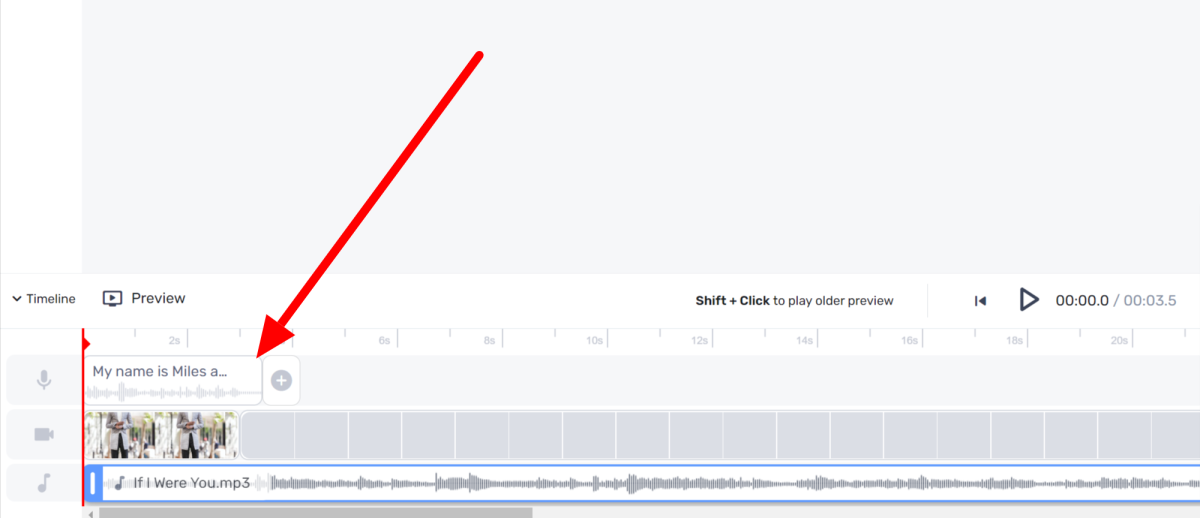 11-murf-ai-audio-timeline The timeline on the Murf AI dashboard.