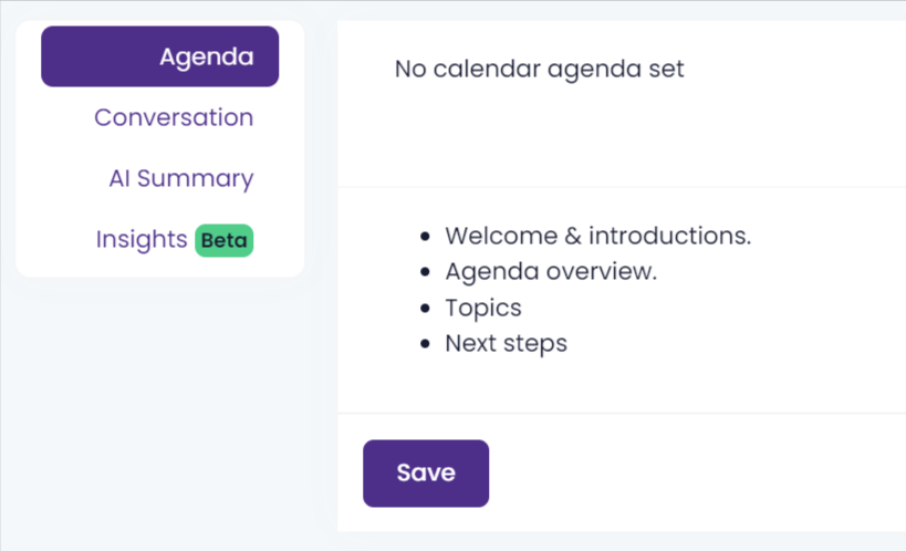 The Agenda in MeetGeek.