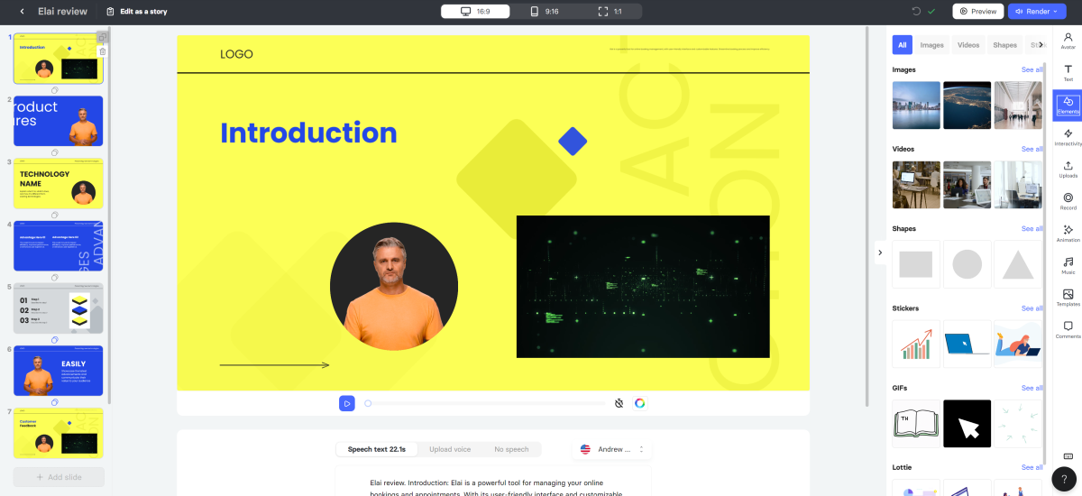 The Elai video editor.