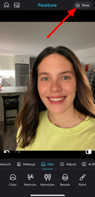 15-7d64fa24-70e6-44b4-999d-a08298727bf2 Saving a selfie edited with Facetune.