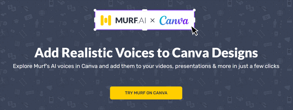 15-murf-ai-canva-add-on Murf AI's landing page for the Canva add-on.
