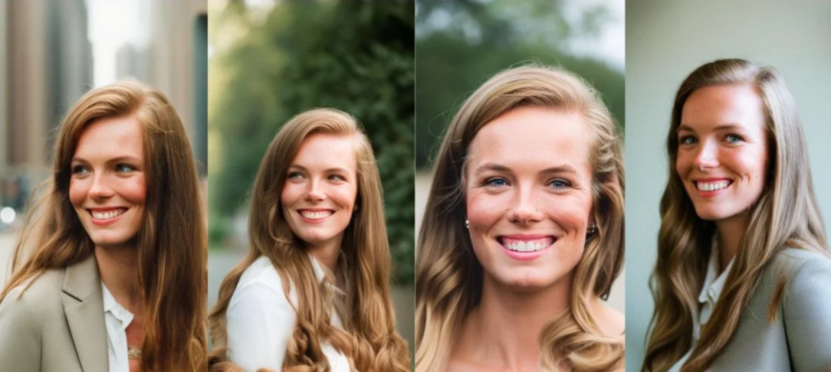 Four AI headshots generated with Aragon.