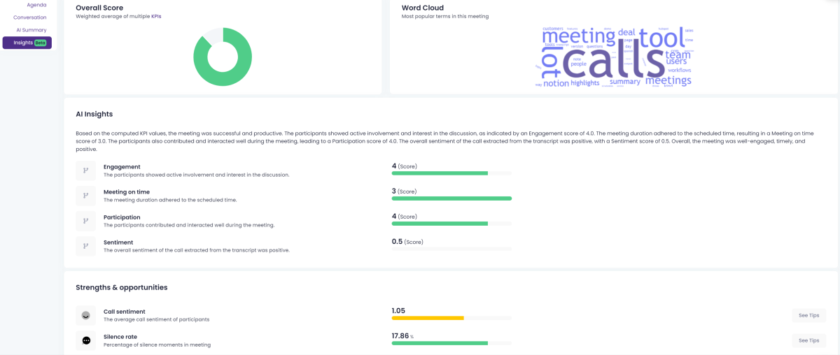 Insights in MeetGeek.