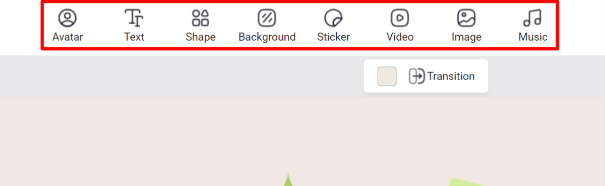 Video editing options in the Vidnoz video editor.