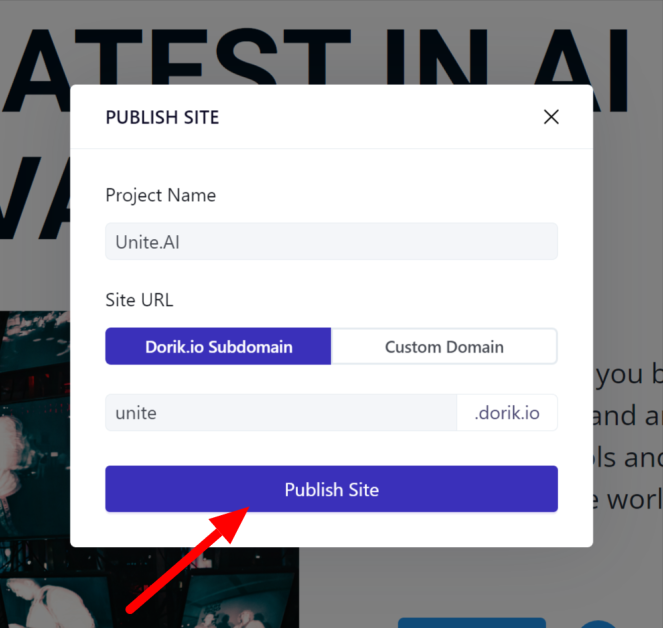 17-2e4010ef-8f44-48a1-80ce-a4b95be05fdf Publishing a Dorik.io Subdomain website.