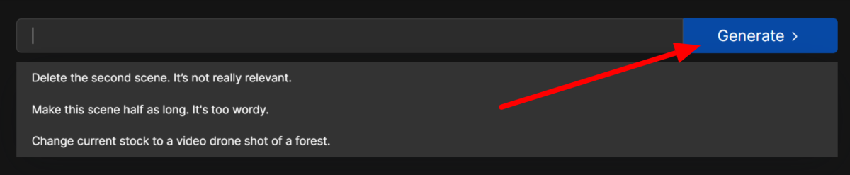 Using a text prompt to edit a video with InVideo.