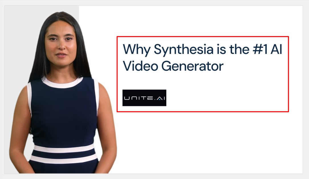 Changing the text and logo on a Synthesia slide.