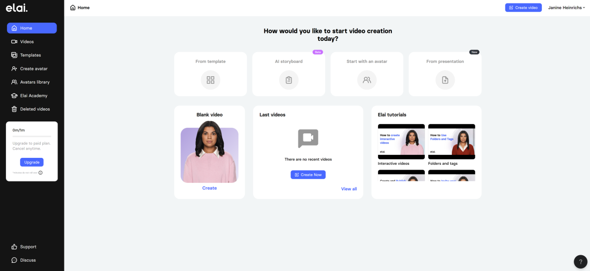 The Elai dashboard.