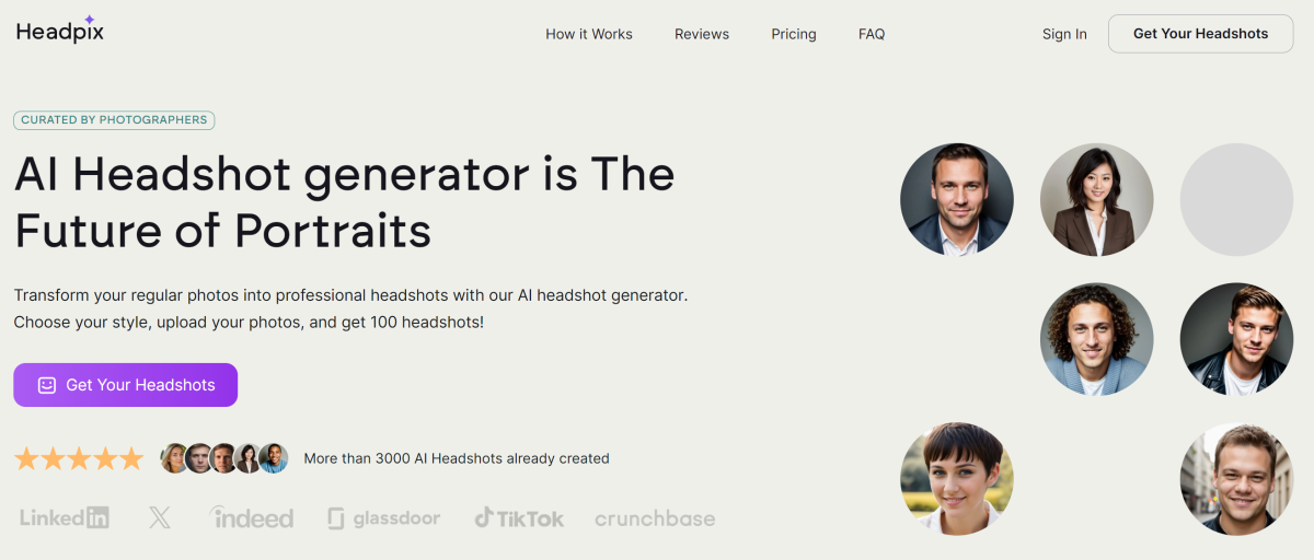 Headpix homepage.