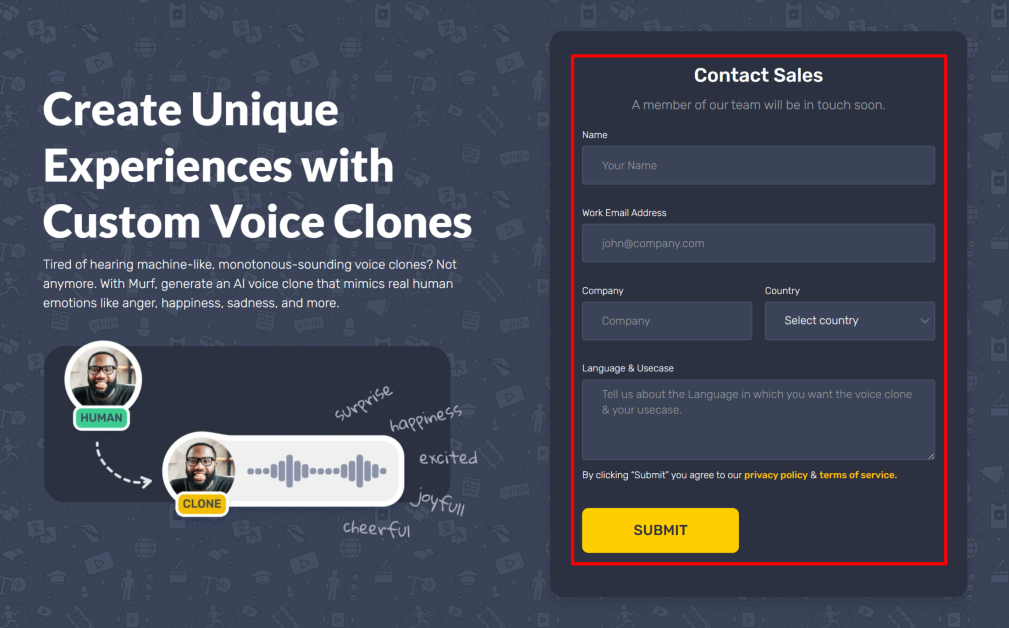 21-murf-ai-voice-cloning The Murf AI Voice Cloning landing page.