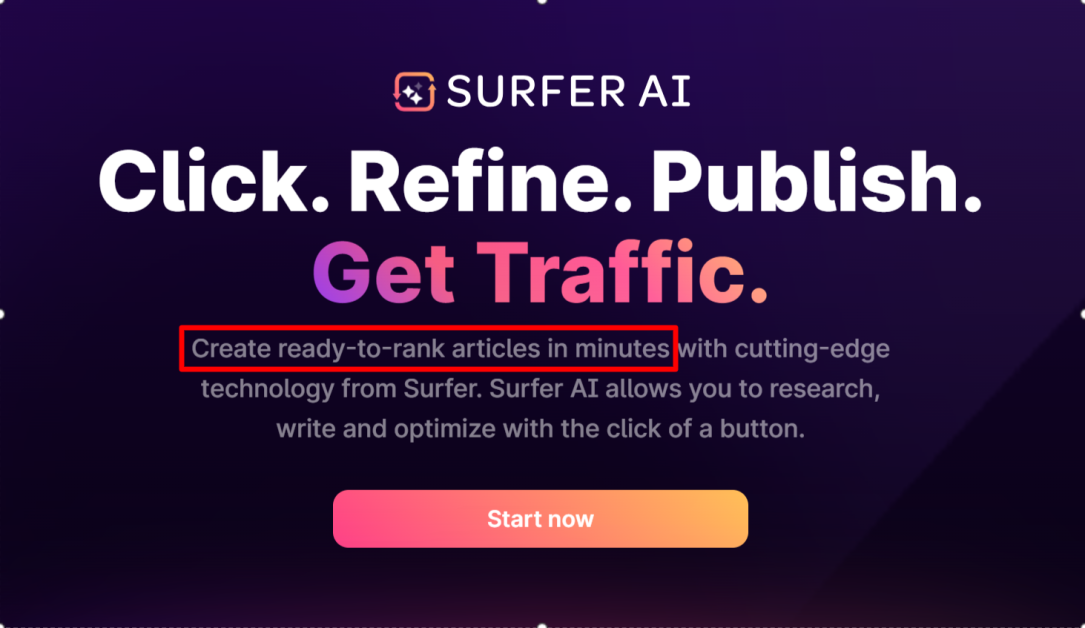 21-surfer-ai Surfer AI landing page.