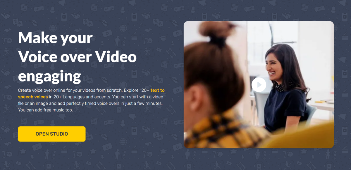 22-murf-ai-voice-over-video Murf AI's Voice over Video landing page.