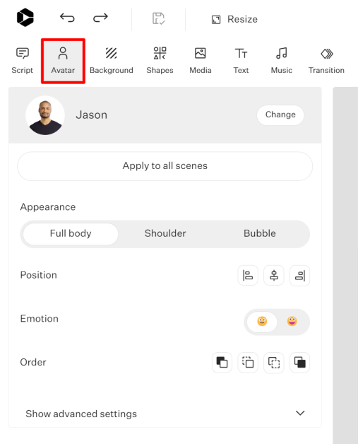 Selecting Avatar using Colossyan Creator.