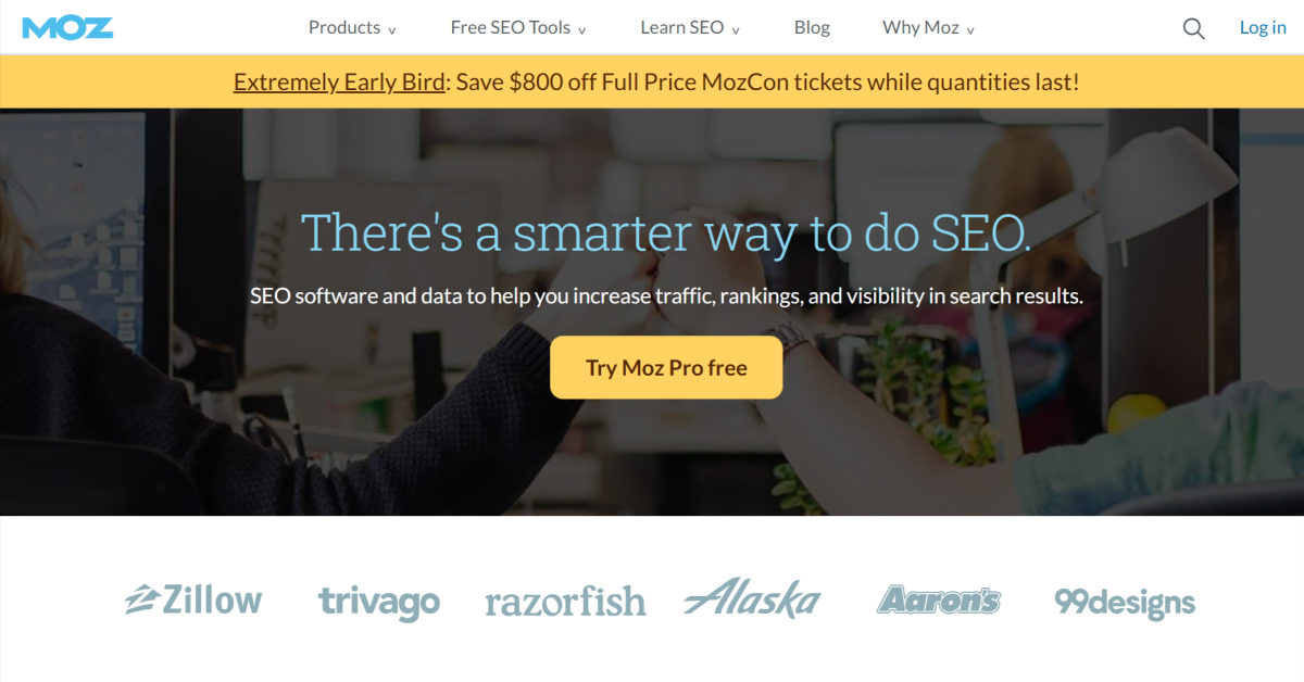 Moz homepage.