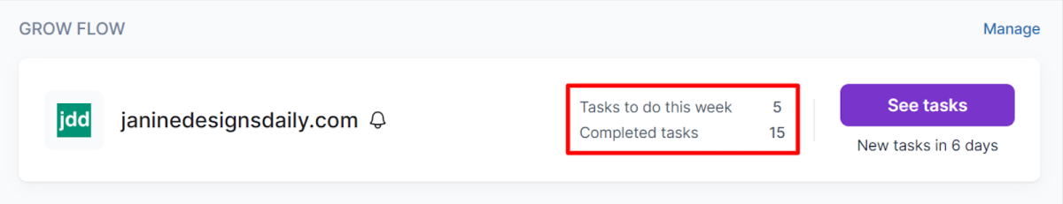 25-surfer-seo-grow-flow-tasks Surfer SEO showing tasks to do and tasks complete using Grow Flow.