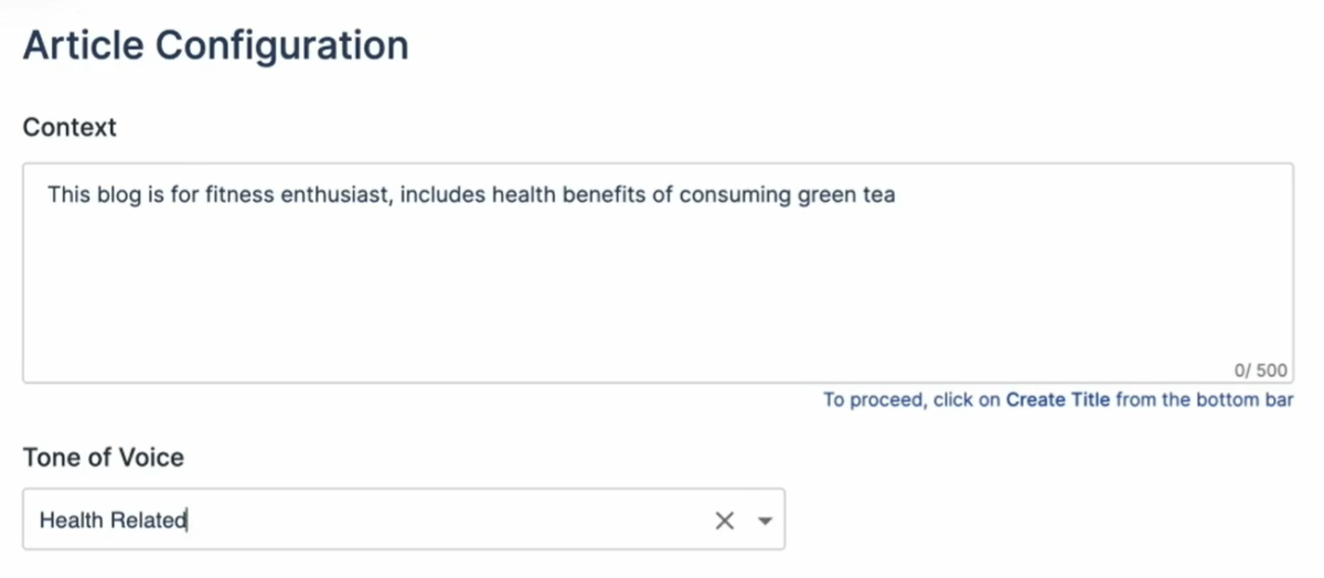 4-adding-context-tone-of-voice-scalenut Adding context and selecing a tone of voice using Scalenut.