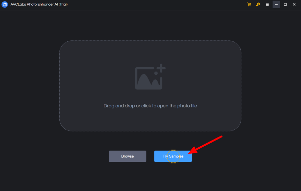 Selecting Try Samples using AVCLabs Photo Enhancer.