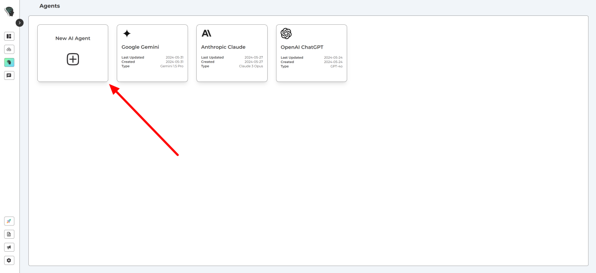 Selecting New AI Agent on the Echobase Agents page.