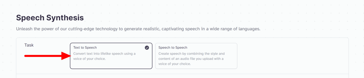 7-elevenlabs-selecting-text-to-speech Selecting Text to Speech in Speech Synthesis using ElevenLabs.