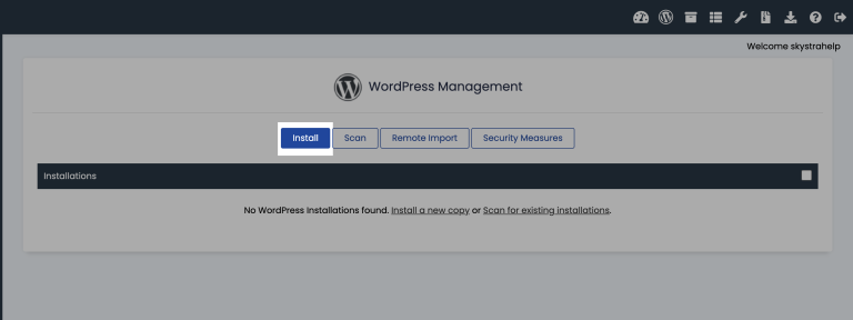 Install WordPress on Skystra 3