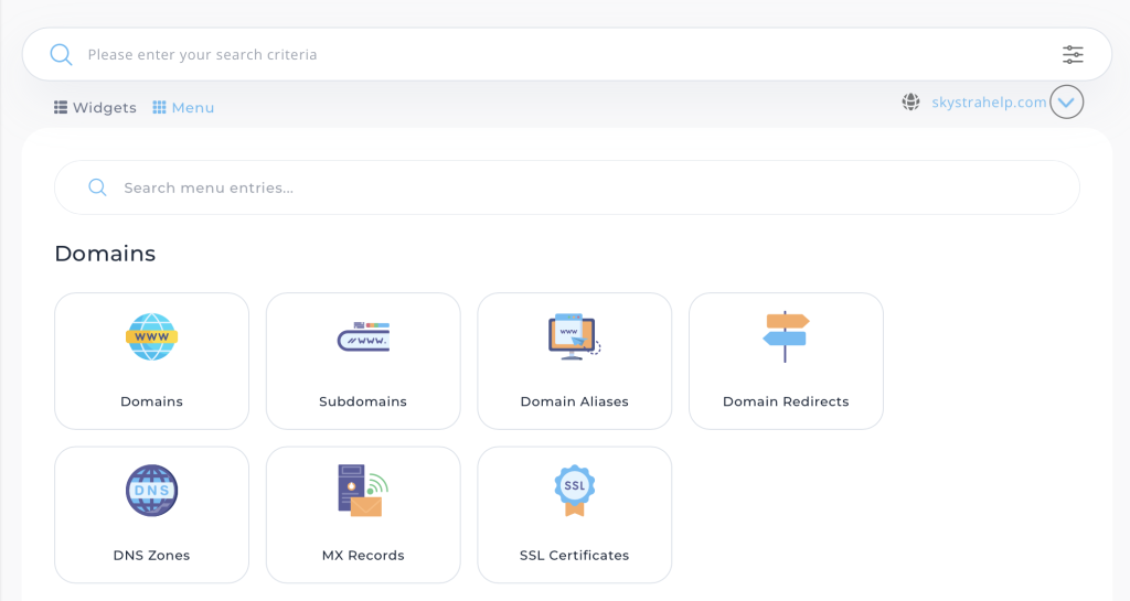 Skystra control panel