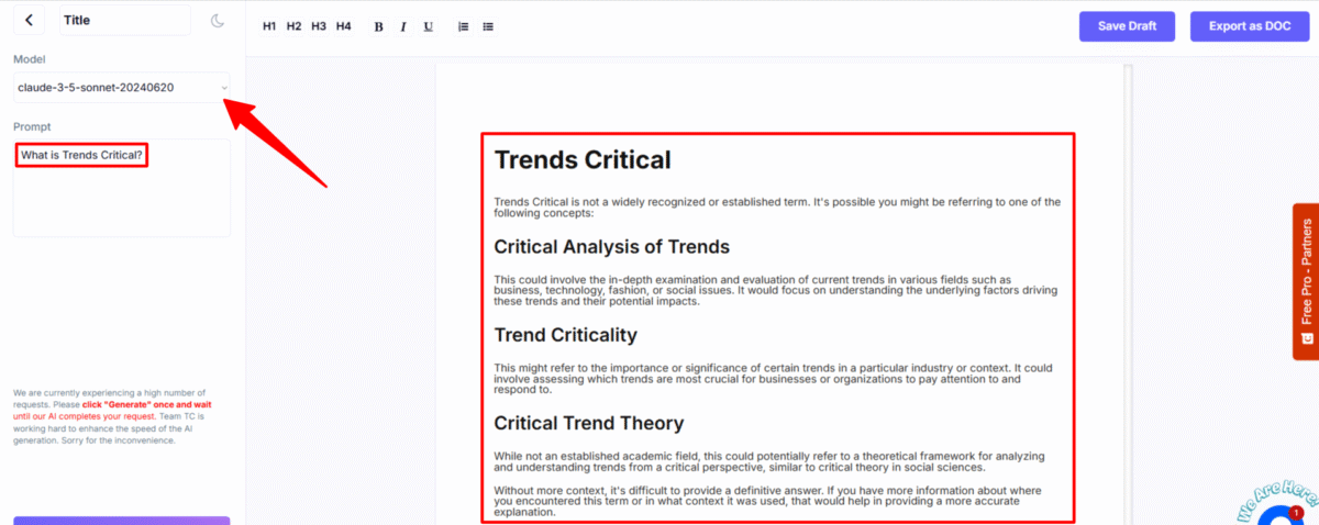 trends-critical-04-22-2025_11_10_am Generating content on Trends Critical with the Documents feature.