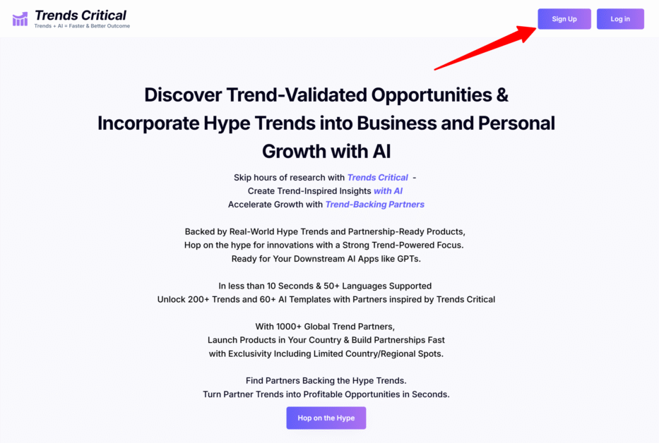 trends-critical-trends-based-ai-text-generation-saas-app Signing up for Trends Critical.